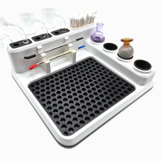 Dabdock Tray organizer with silicone mat, cap holders, tool slots and 10/14mm accessory slots