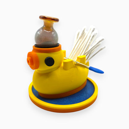 Dabduck, a duck-shaped 3D-printed desktop organizer with silicone-lined holders
