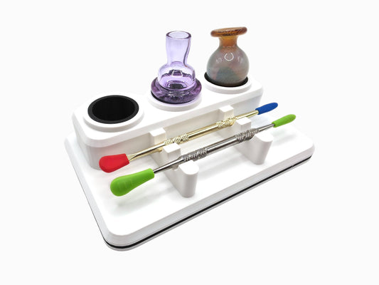 Triple silicone carb cap holder with double dab tool rack
